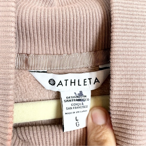 Athleta Cozy Karma Side Zip Funnel Neck Sweatshirt In Dogwood Mauve Size L - Picture 12 of 15